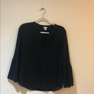 J. Crew Elegant Black Bell Sleeve Top